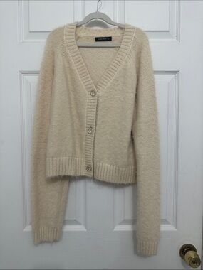 Cozy Cream Button-Front V-Neck Cardigan